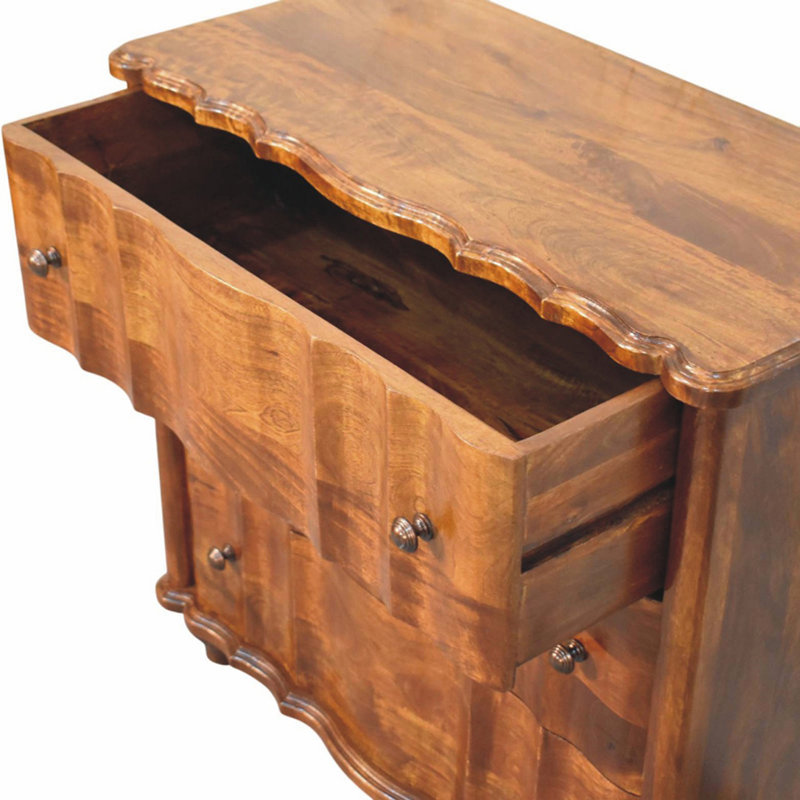 Commode à 3 tiroirs en bois massif Lume, marron