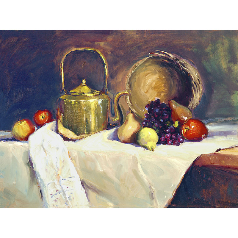 Copper Tea Pot Print by John Beard, Wrapped Canvas