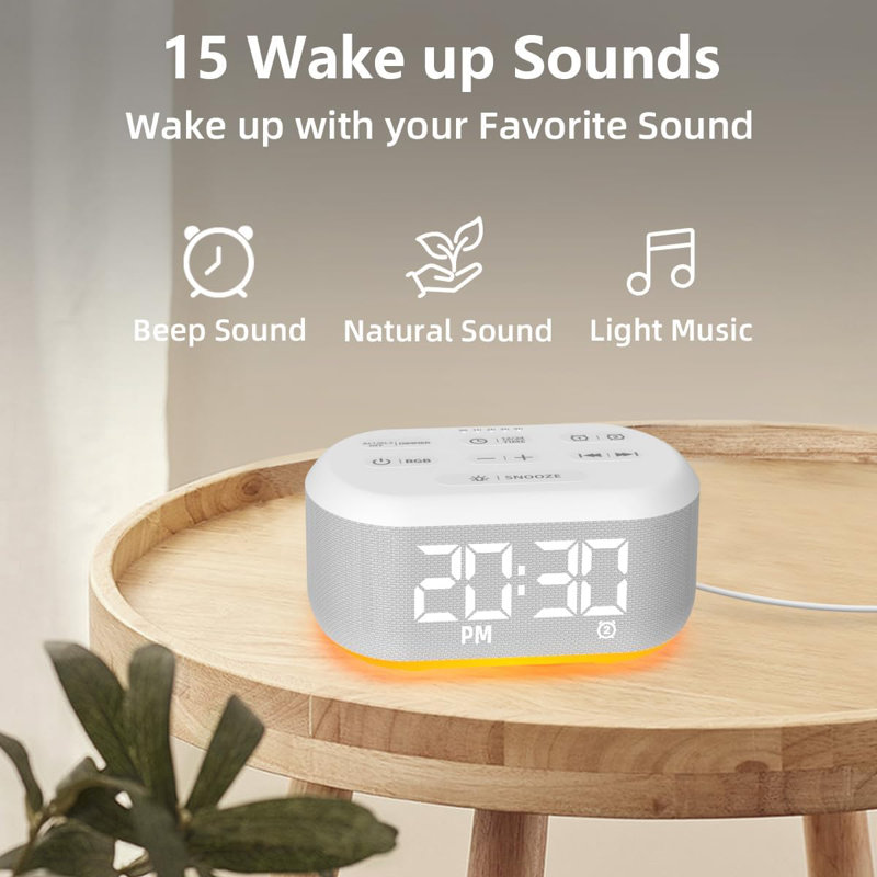 Numerical Electric Alarm Tabletop Clock in White
