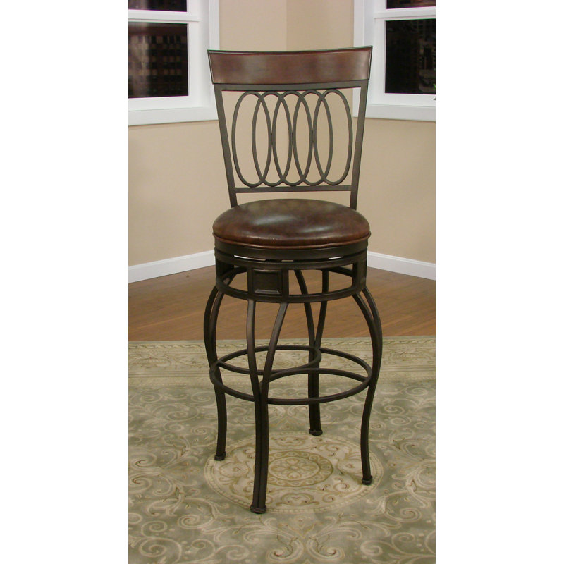 Tabouret Capri en poivre et cuir bourbon, 26"