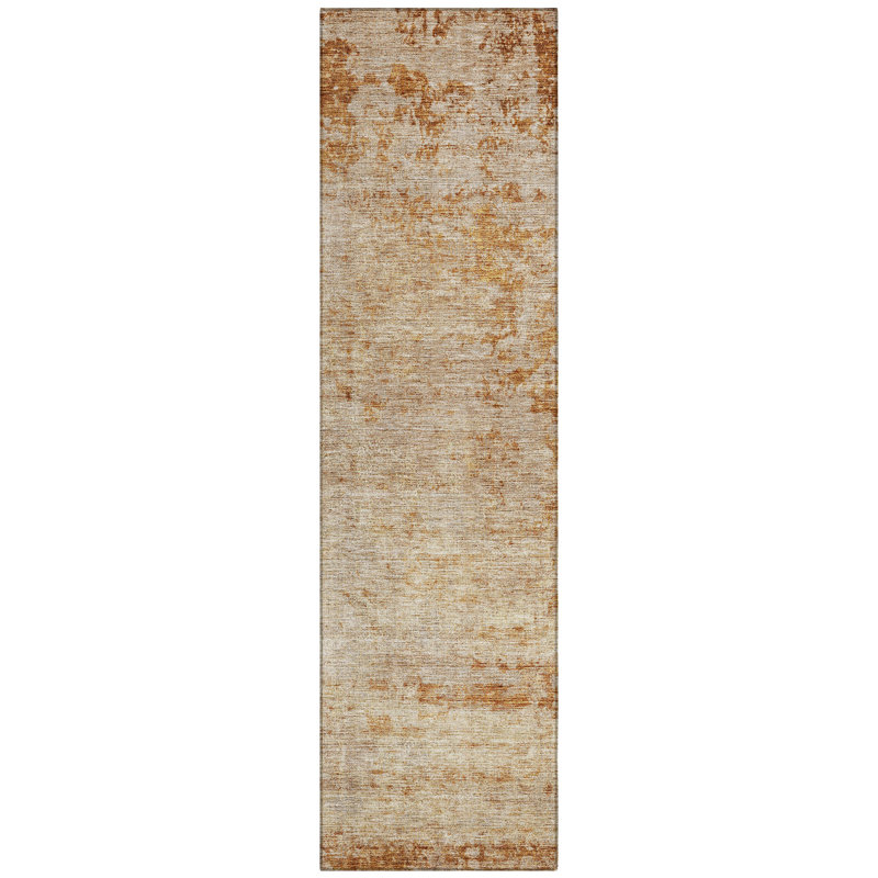 Machine Washable Indoor/Outdoor Cicel ACN1164 Copper Rug, Runner 2'3" x 7'6"