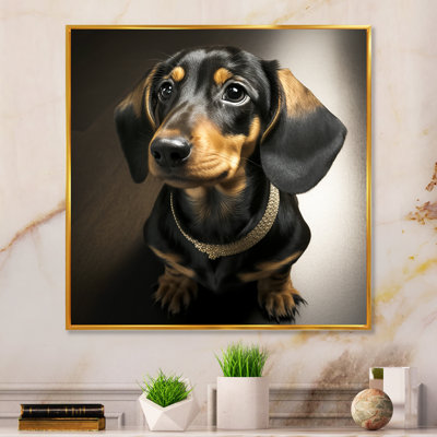 " Portrait Of A Black Glam Dachshund I "