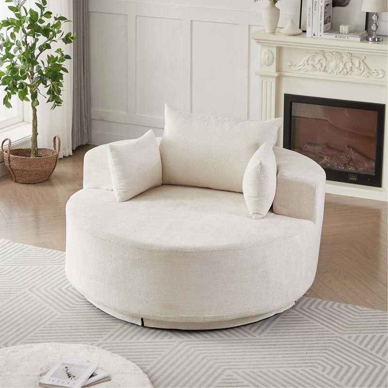 Boneless 55''L Chenille Foam Single Swivel Chair, Fluffy Modern Sleeper, 360 Degree Swivel Chair For Living Room, Bedroom, Lounge And Projection Room