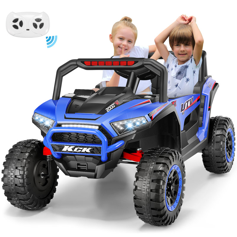Voiture 2 places 24V avec télécommande, jouets UTV pour garçons, filles, 3 à 8 ans, voiture électrique avec lumières colorées, Bluetooth, MP3, USB, 5MPH