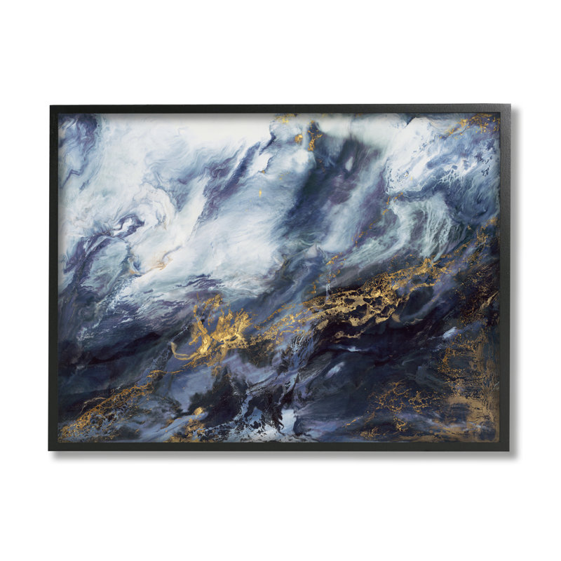 «Busy Blue Ocean Water Abstraction Chaotic Wave» par Corrie Lavelle - Peinture, H 24 po x l 30 po x P 1,5 po