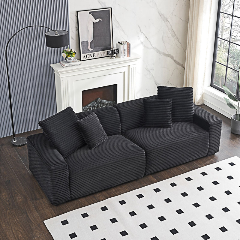 Large Sofa With Pillows, Black