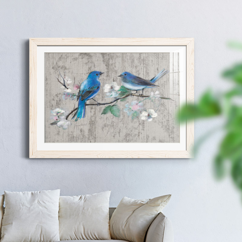 Chant du printemps II - peinture encadrée, Papier avec cadre blanc, H 31,5 po x l 23,5 po x P 1,5 po