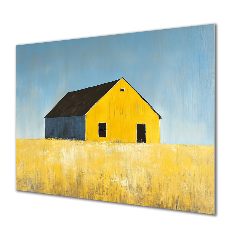 Grange Golden Field - Décoration murale en métal de style ferme, H 16 po x l 32 po
