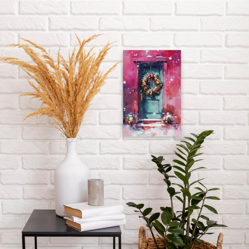 «Christmas Greetings Abstract Contemporary Winter», art mural, H 18 po x l 12 po