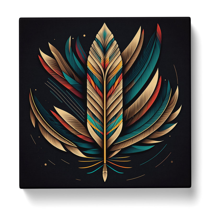 Feather Geometric No.1 - Wrapped Canvas, 35cm H x 35cm W x 3cm D