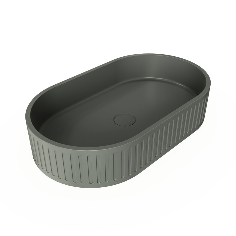 Lavabo de salle de bain ovale en béton foncé 23,6 po au dessus du comptoir: lavabo résistant à la température et esthétique avec finition en ciment unique