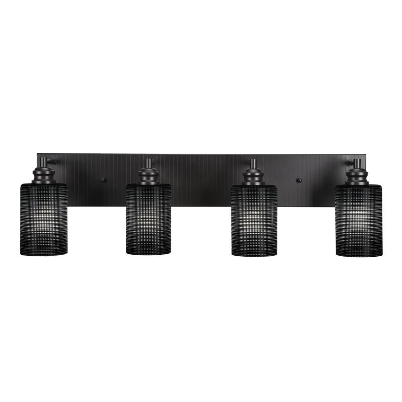 Edge 4 Light Bath Bar Shown With 4" Gray Matrix Glass, Espresso, Gray