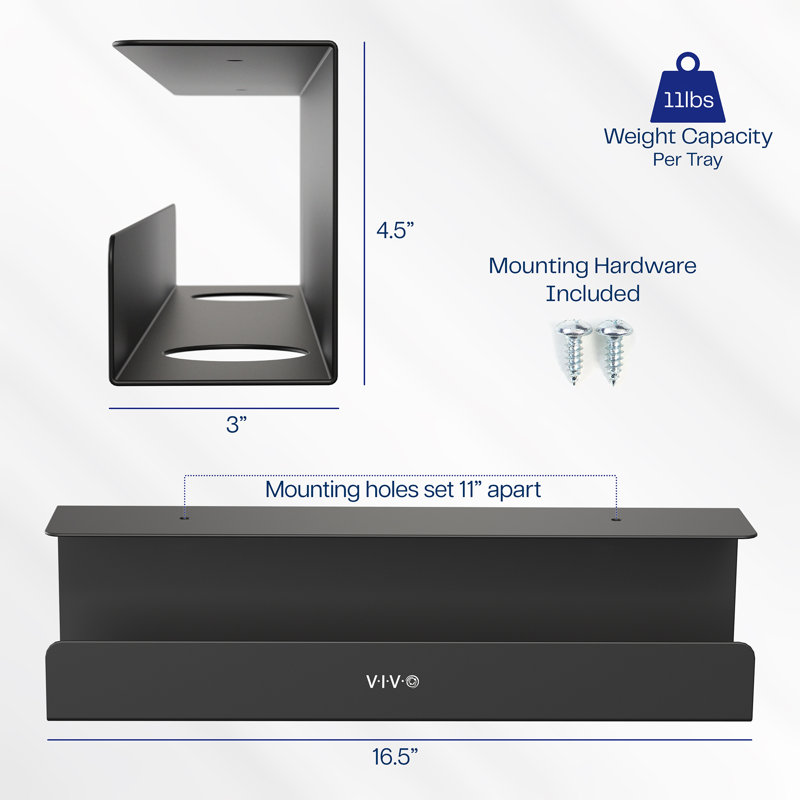 VIVO Black Metal Under Desk Cable Management Tray
