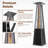 87 Inch Pyramid Patio Heater with Table, Wheels & Cover, 48,000 BTU Propane Outdoor Heater with 360° Glass Flame, Movable Standup Heater for Backyard Deck Poryard Poolside & Outdoor Parties, Black