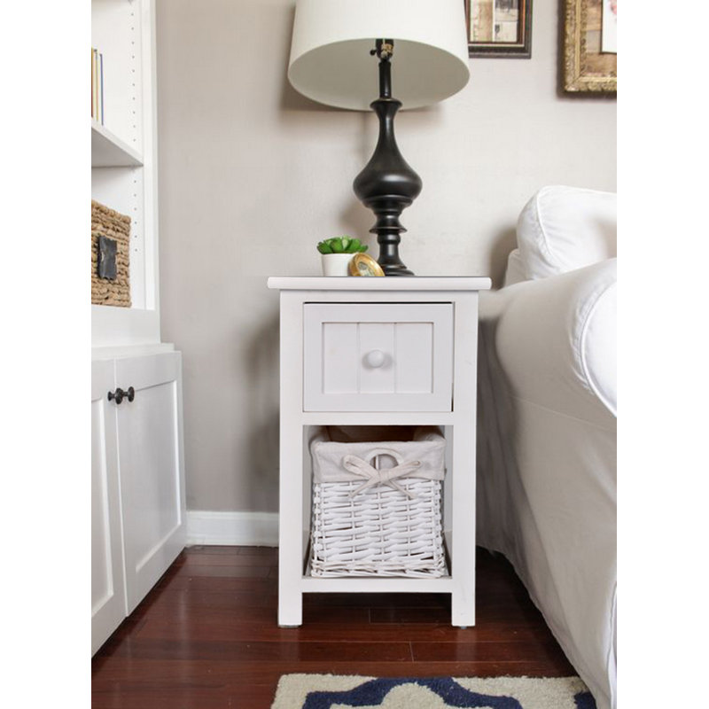 Shea 28cm W Solid + Manufactured Wood Bedside Table