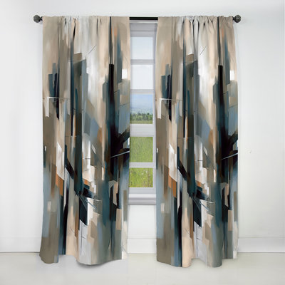 Painting Of Abstract Shapes I - Painting Curtain - Blackout Abstract Curtain - 1 Panels