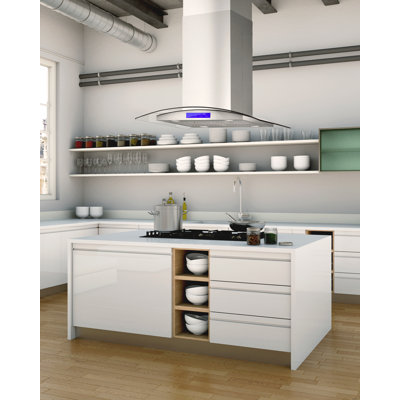 Hotte de cuisinière îlot gainable Cosmo Lumin de 30 po, commandes tactiles, filtres permanents, éclairage DEL, acier inoxydable, 668ICS Series