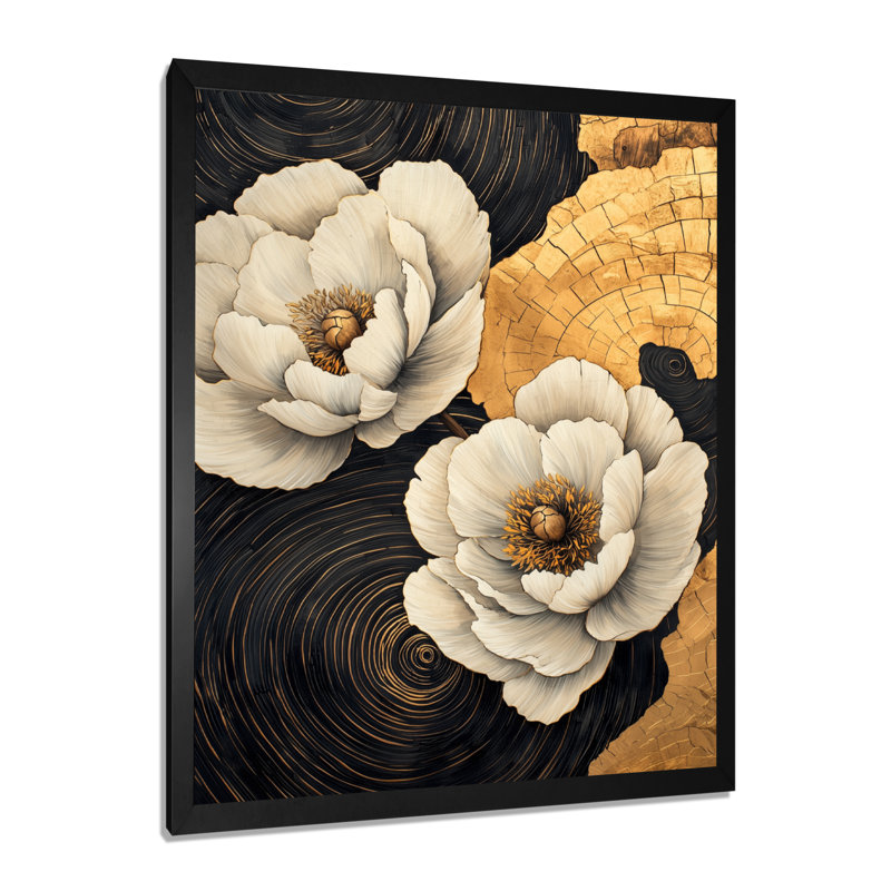 Balthrop - Floral Canvas Art Print, Noir, noir, noir, noir, H 20 po x l 12 po, Reproduction encadrée sans passe-partout