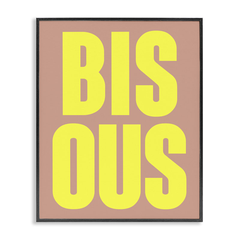 Bisous Kiss, H 20 po x l 16 po, Giclée encadrée noir minuit