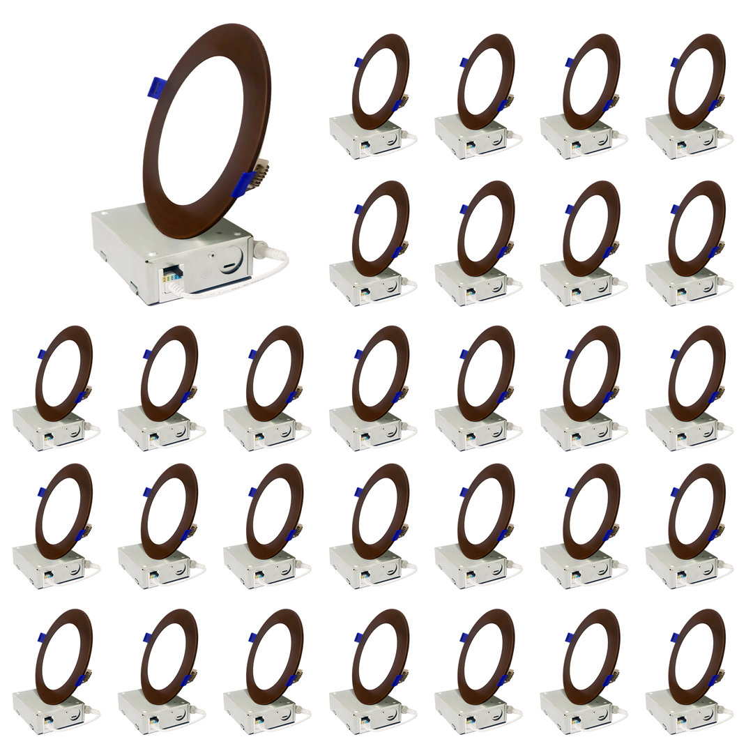 6 Inch Canless 5 Selectable Color Temperature Ultra-Slim Round LED Downlight With Smooth Flat Trim, Junction Box Included, 2700/3000/3500/4000/5000K, Dimmable, 900LM, Energy Star (30 Pack) (Set of 30) MW LIGHTING 