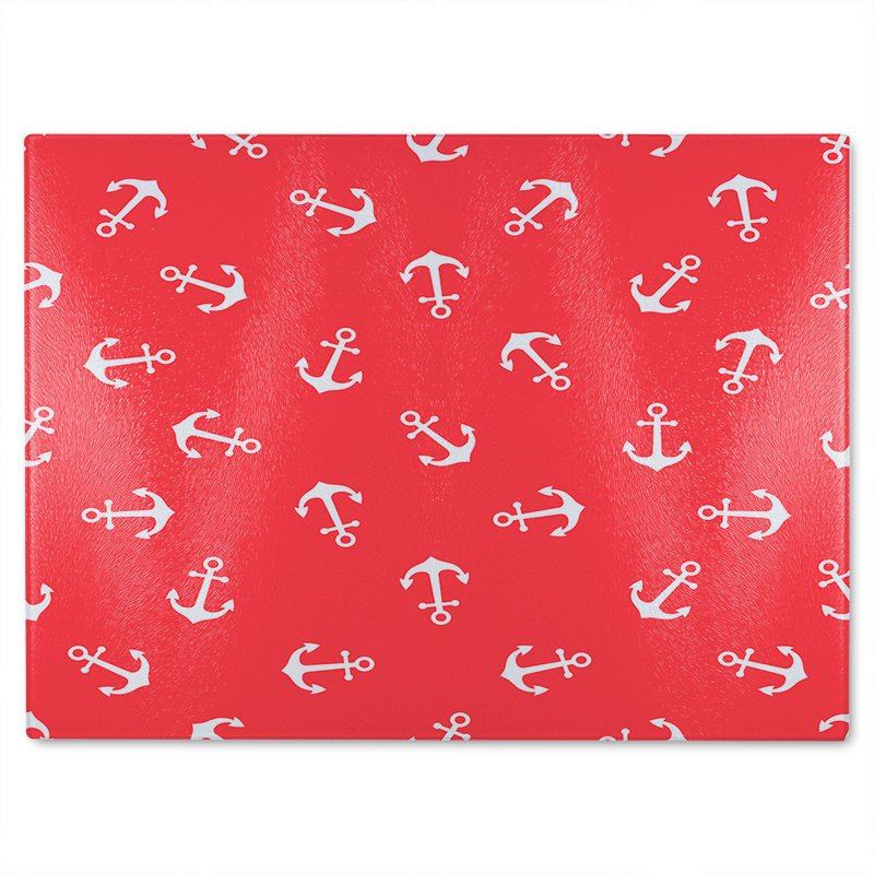 Anchors On Glass Chopping Board, 28cm L x 20cm W
