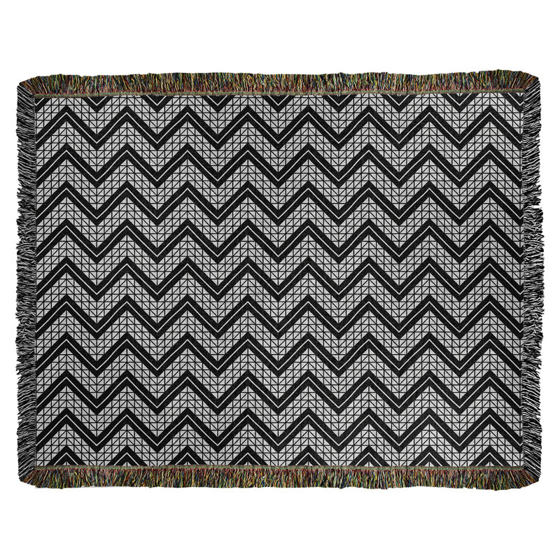 Couverture en coton tissé à la main Rhonda Cheval, l 50 po x L 60 po, Noir / blanc