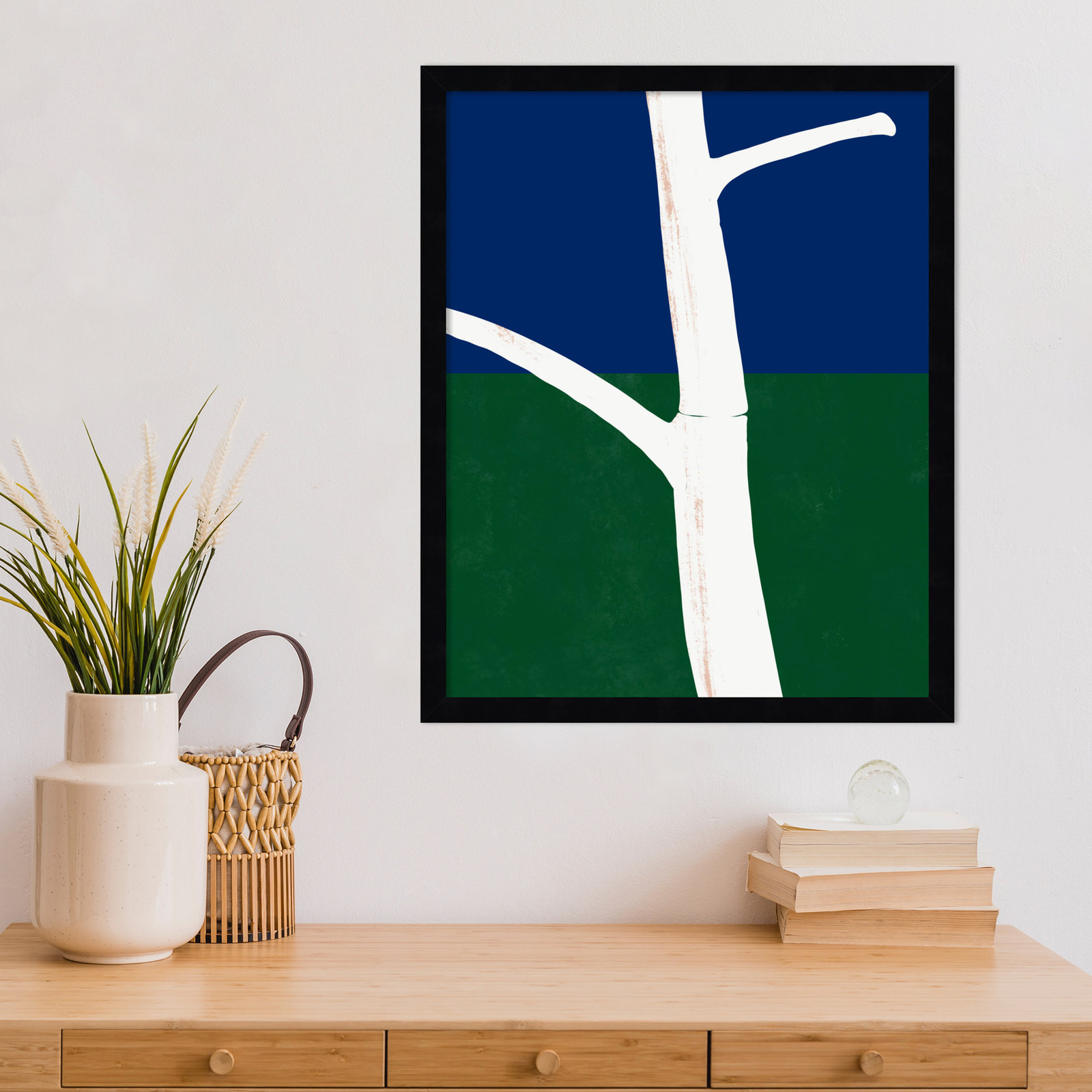 White Bark Print by Little Dean, Brown Framed, 21" H x 17" W