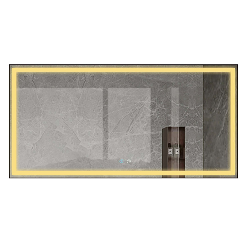 Miroir mural Jonaid, 35,5 po x 70,9 po, Or, Rectangle