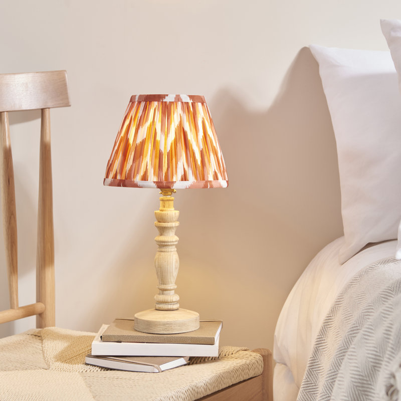 Bibury Wood Table Lamp, Apricot Orange, Natural Ash
