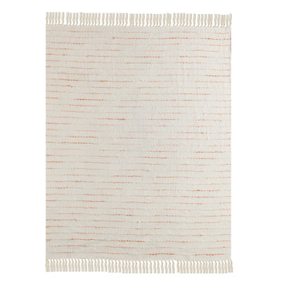 Deep Ombre Striped Handmade Woven Throw Blanket with Fringe