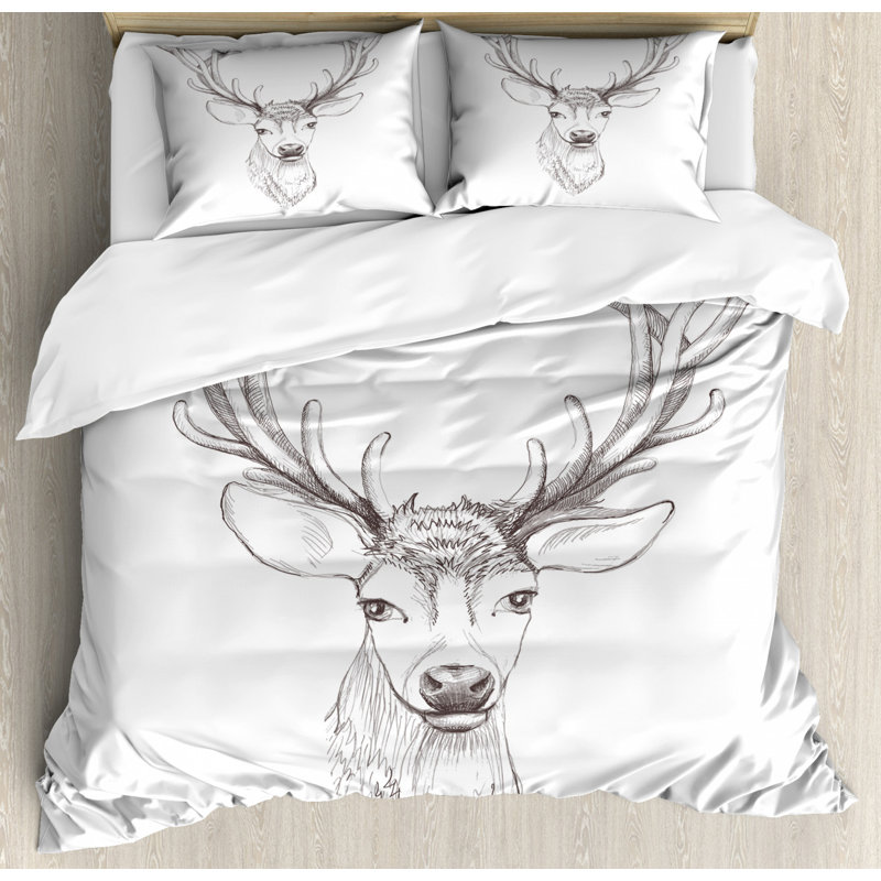 Rustic Polyester Duvet Cover, Queen Duvet Cover + 2 Standard Shams