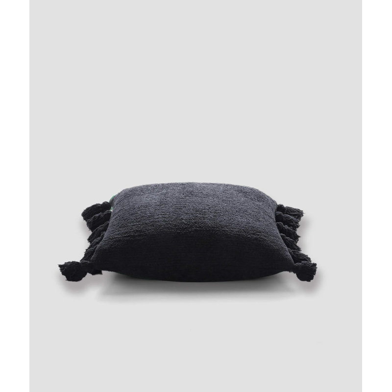 Pom Pom Square Pillow Cover & Insert, Black