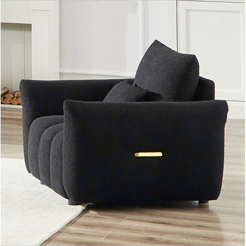 Canapé en peluche MH36,8 po, méridienne moderne pour appartement, bureau, salon et chambre à coucher, Noir