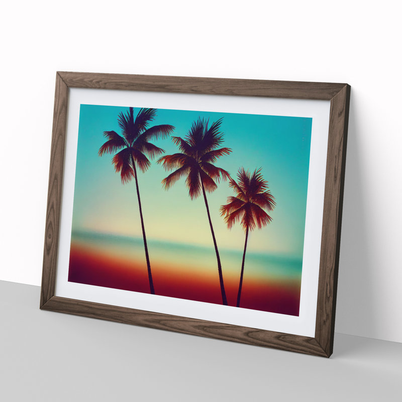 Classic Palm Trees - Framed Print, 25cm H x 34cm W x 2cm D, Walnut