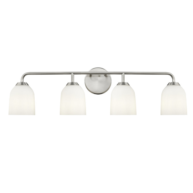 Millennium Lighting Norah 4 Light Vanity with Opal Ribbed Glass Shade, Brushed Nickel