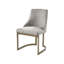 Chaise de salle à manger 2 pièces, structure en métal et revêtement gris, mousse haute, pieds Lucid 2 pattes dorées antiques, avec tissu haute densité