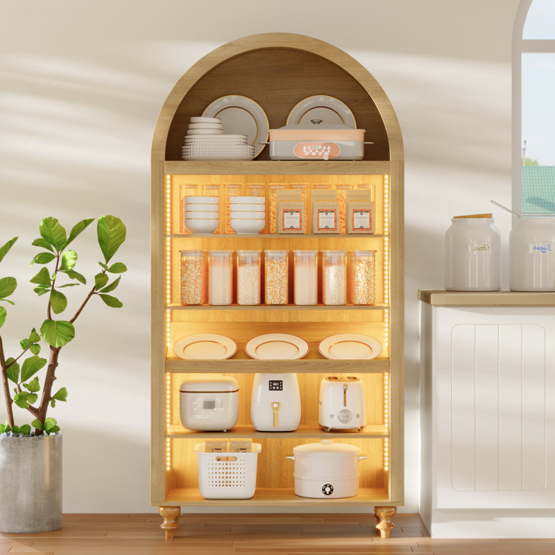 Bibliothèque l 35,4 po avec éclairage DEL, armoire de rangement à 6 niveaux avec tablettes réglables et espace de présentation décoratif - armoire de rangement moderne pour le salon, le bureau personnel ou la chambre à coucher