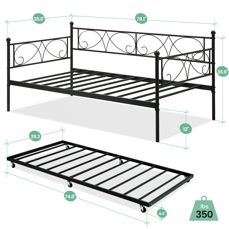 Twin Size Daybed And Trundle Frame Set, Black