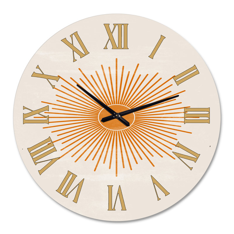 Orange Sun Print II - horloge murale moderne, Grand