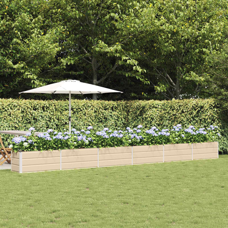  Planter Galvanised Steel, 45cm H x 580cm W x 50cm D, Ivory