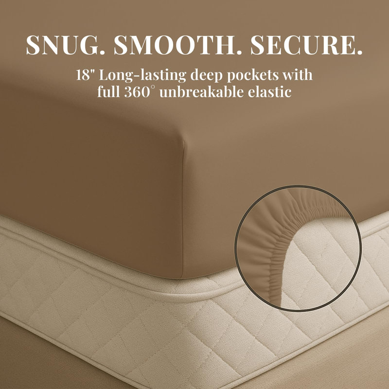Premium Rayon From Bamboo Blend Sheet Set With Deep Pockets, Cooling and Breathable, Queen Sheet Set with 4 Pillowcases