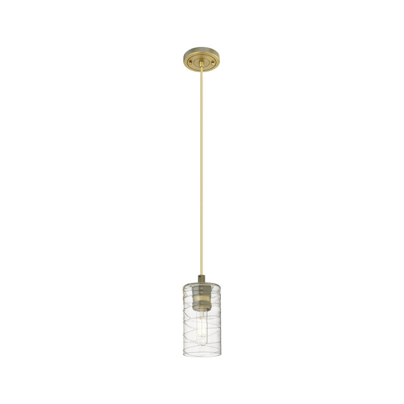 Luminaire suspendu à cordon 1 lumière Crown Point, Laiton brossé, Tourbillon déco, H 8,38 po x l 4,5 po x P 4,5 po