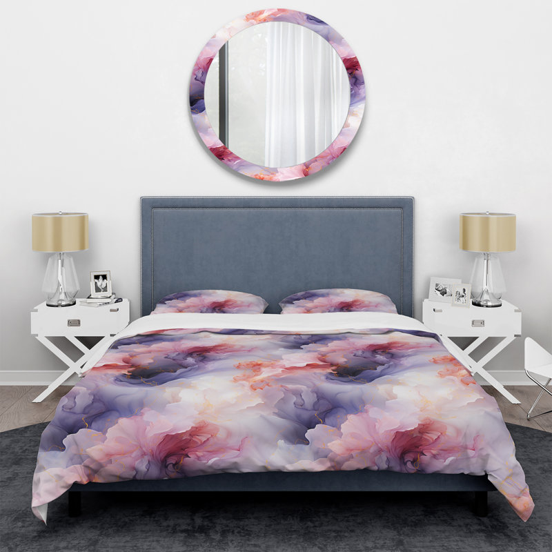 Ensemble de housse de couette à motif de marbre blanc, Housse de couette simple + 1 taie décorative stan