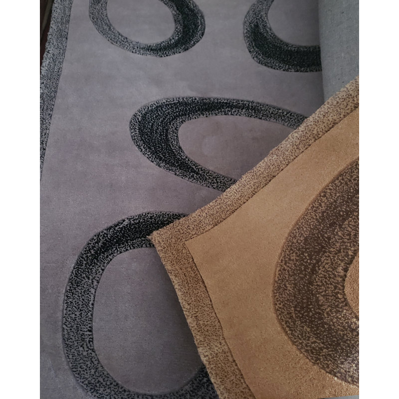 Casual Contemporary Wool Geometric Indoor Rug, Rectangle 3'6" x 5'6"