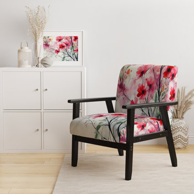 Geidel - Fleurs abstraites - Fauteuil d'appoint rembourré en velours traditionnel