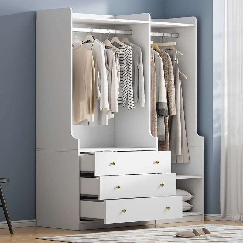 Rangement ouvert pour garde-robe en bois, Blanc