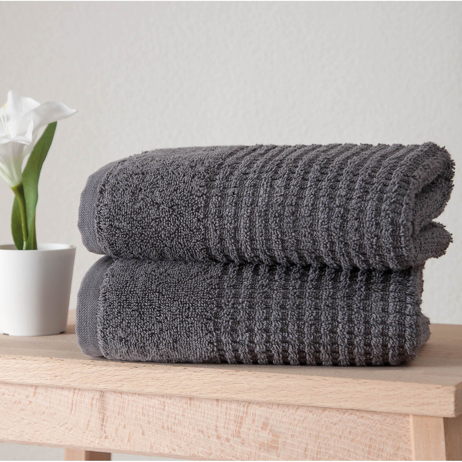 Earline Turkish Cotton Hand Towel Set, Gray