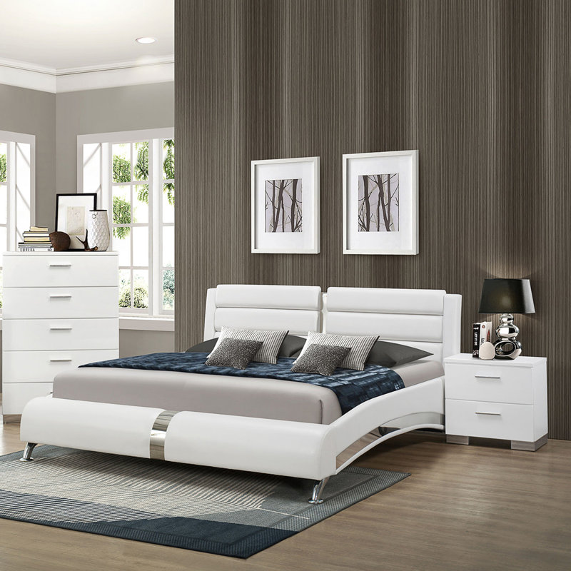 Grand lit-bateau tapissier blanc Caledonia