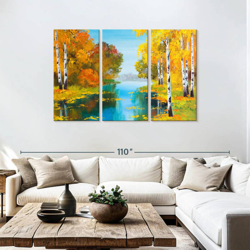 Bouleaux Alvord Autumn River, H 48 po x l 74 po