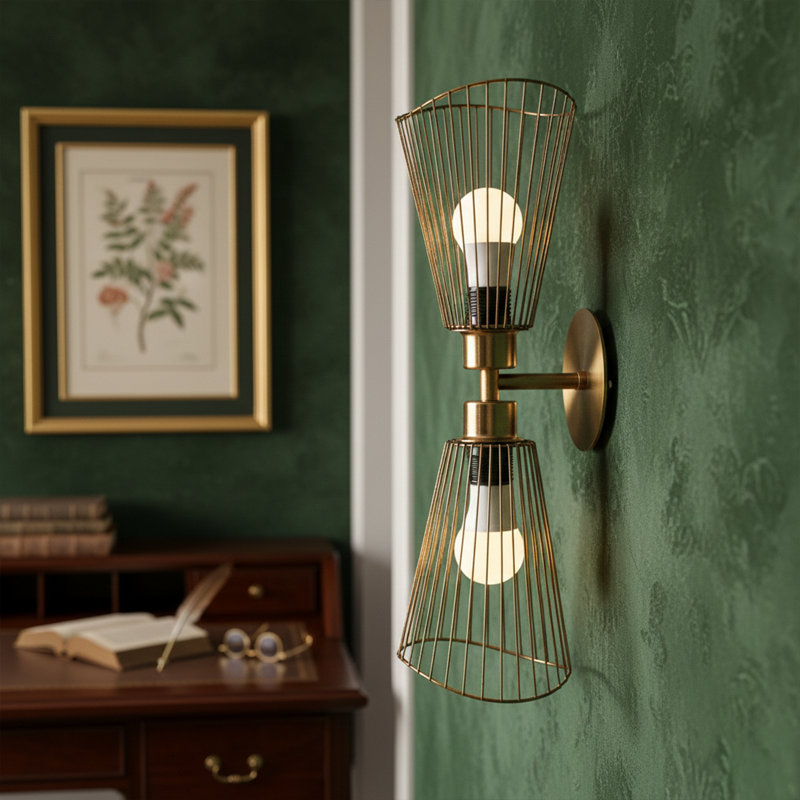 Wire Cage 2-Light Industrial Wall Sconce